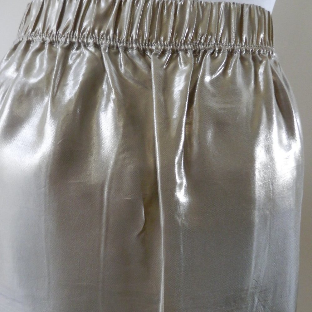 J. Crew Metallic Gold Silk Mini Skirt - Picture 3 of 5